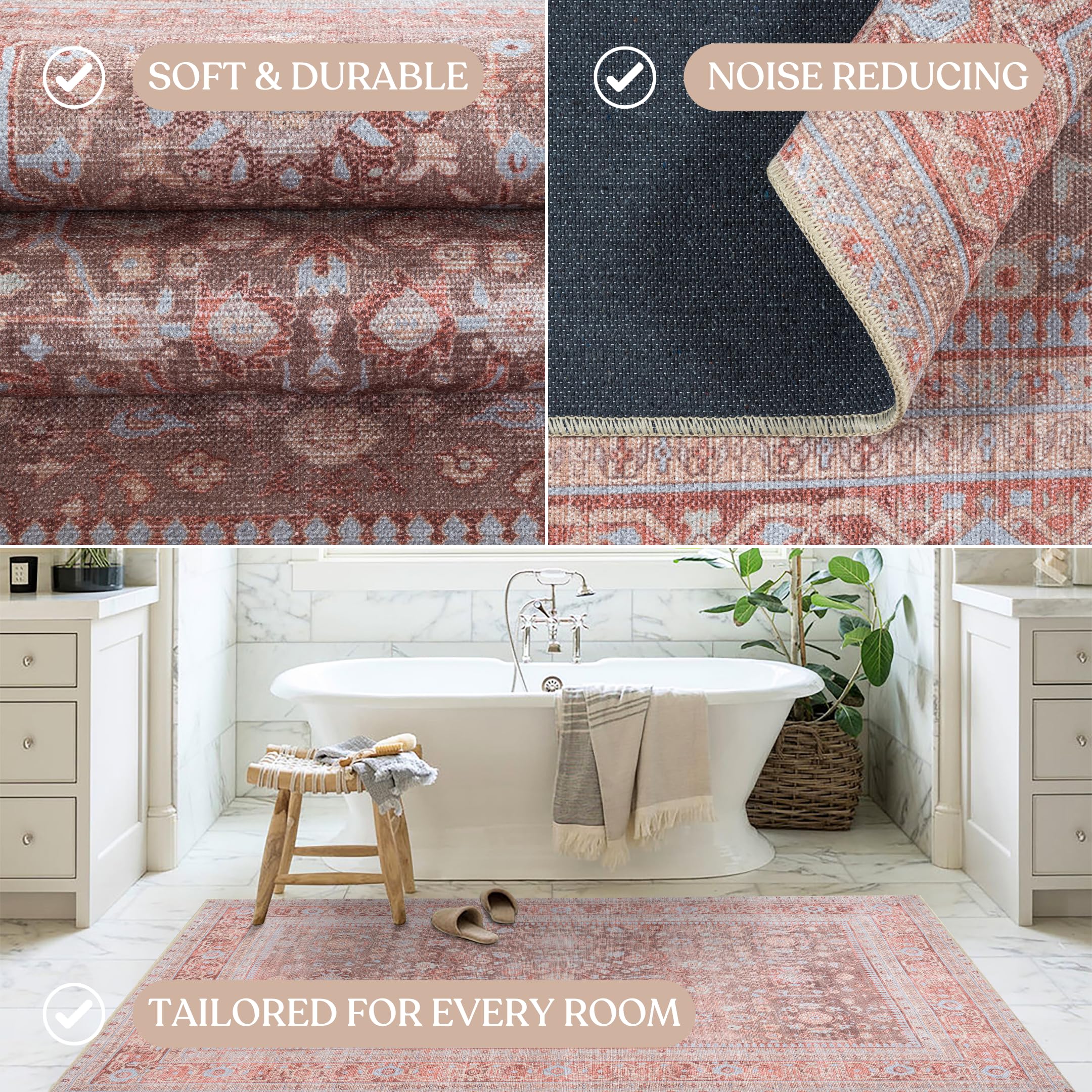 Amazon | トラディショナルエリアラグ、色あせたアンティーク調のアー